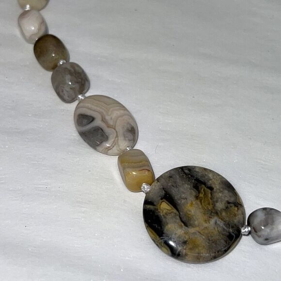 Jasper Hand Knotted Statement Necklace 21” Long Artesian Made Statement Piece - Picture 3 of 12